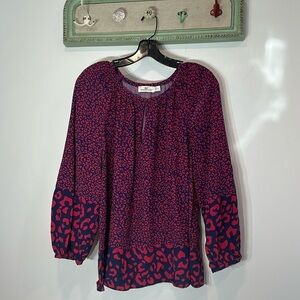 Vineyard Vines Falling for Leopard Long Sleeve Blouse Sz XL Women’s top